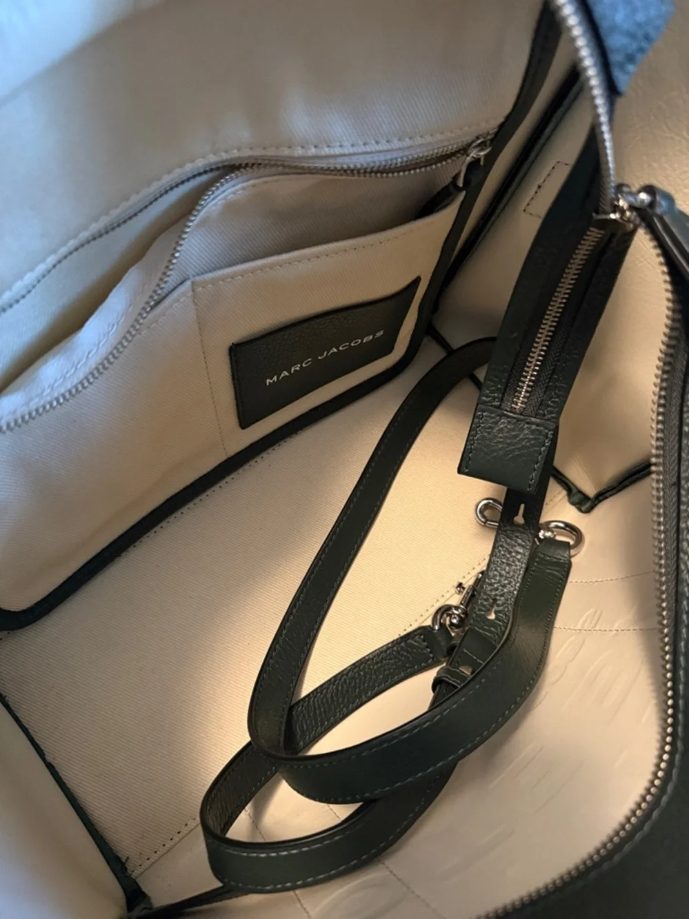 Marc Jacobs Dark Green Pebbled Leather The ToteBag with Scarf Accent - Picture 6 of 17
